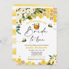 Invitación Bee Bridal Shower White & Gold Floral Novia A Adhe