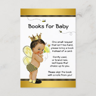 Invitación Bee Bring A Book Ethnic Boy Inserts Baby Shower
