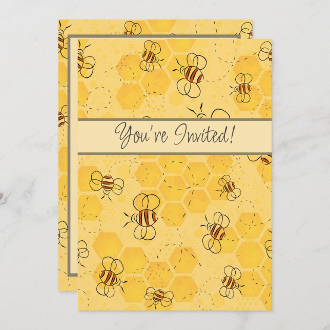 Invitación Bee Buzzing Honey Bees Cute (Anverso / Reverso)