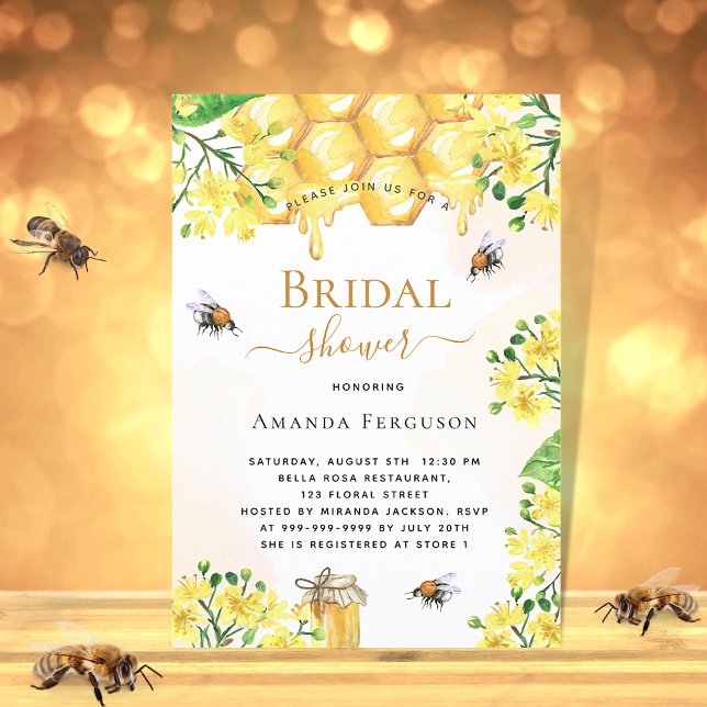 Invitación Bee Ducha de novia oro florines amarillos lindo (Subido por el creador)