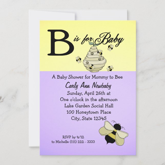 Invitación Bee es para Baby Shower (Anverso)