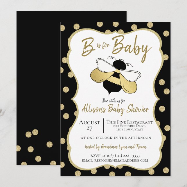 Invitación Bee es para Baby Shower (Anverso / Reverso)