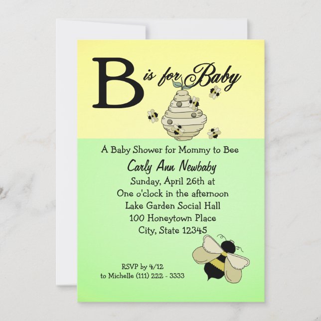 Invitación Bee es para Baby Shower (Anverso)