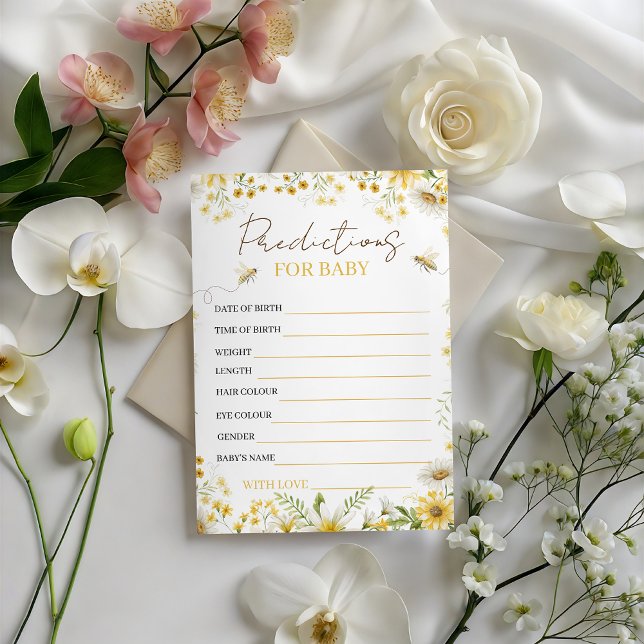 Invitación Bee Floral Baby Predictions & Advice Card (Subido por el creador)