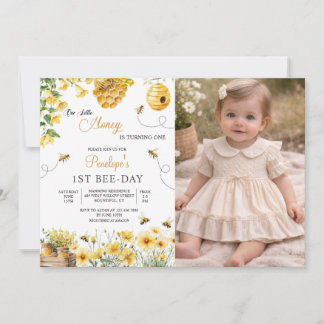 Invitación Bee Flower Our Little Honey Is Turning Birthday