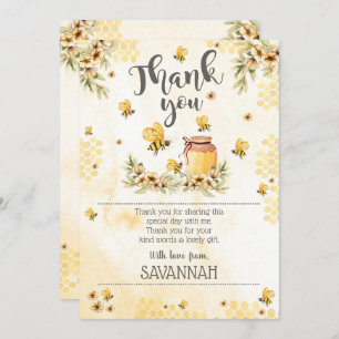 Invitación Bee Gracias Card Honey Bee Gracias Flat
