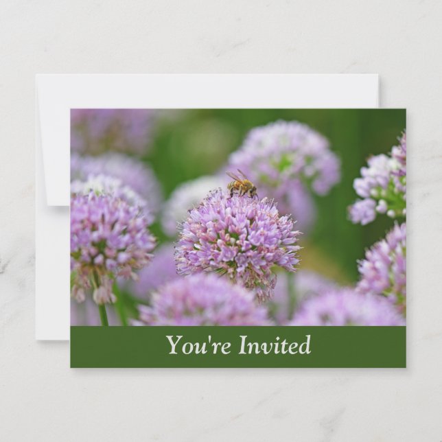 Invitación Bee Happy with Purple Allium Flower Surprise (Anverso)