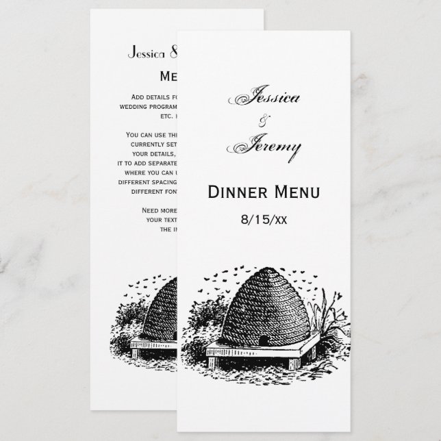 Invitación Bee Hive y Abejas #1 Vintage heráldico (Anverso / Reverso)