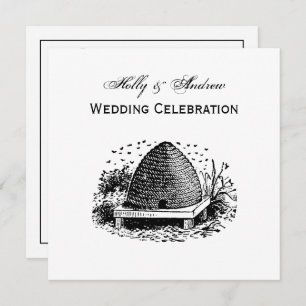 Invitación Bee Hive y Abejas #1 Vintage heráldico