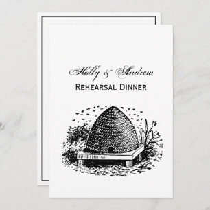 Invitación Bee Hive y Abejas #1 Vintage heráldico