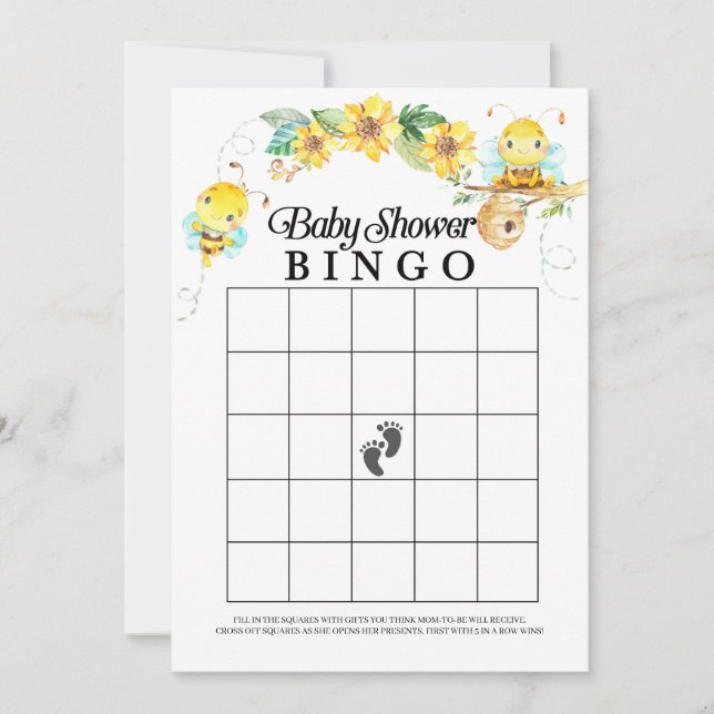 Invitación Bee Juego de Bingo Baby Shower (Anverso)