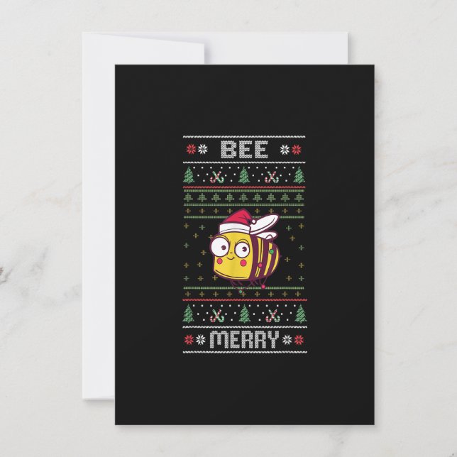 Invitación Bee Merry - Funny Bee Ugly Navidades (Anverso)