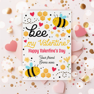 Invitación Bee My Valentine Cute Bee Valentine Card