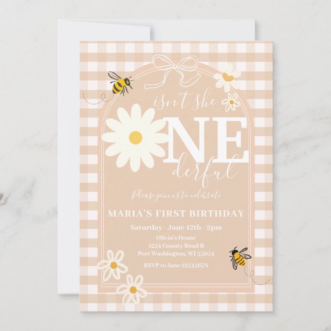 Invitación Bee no es ella un maravilloso cumpleaños (Anverso)