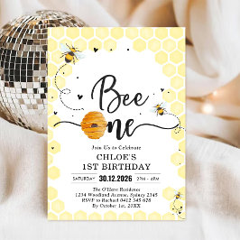 Invitación Bee One Honey Bee 1st Birthday Invitation
