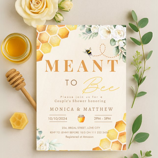 Invitación Bee pretendió ser pareja de abejas novia de leche (Bee Meant to Bee Couples Shower Coed Bridal Invitation)