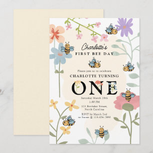 Invitación Bee Primer Fiesta del Día de Abejas Cuta de Cumple