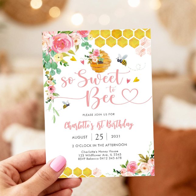 Invitación Bee Theme 1st Birthday Invitation (Subido por el creador)