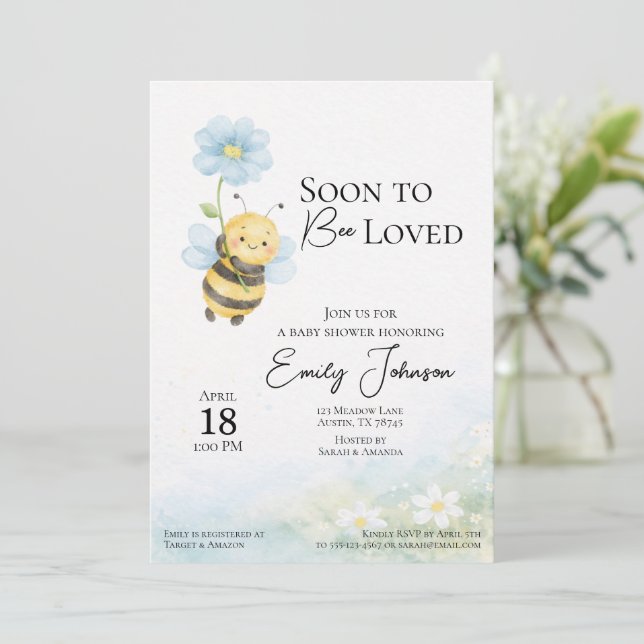 Invitación Bee Theme Baby Shower Invitation (Anverso de pie)