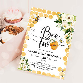 Invitación Bee Two Honey Bee 2nd Birthday Invitation