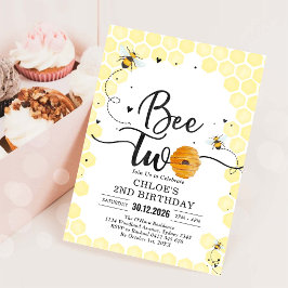 Invitación Bee Two Honey Bee 2nd Birthday Invitation