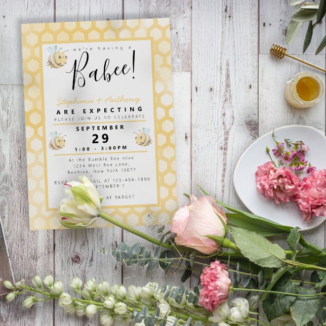 Invitación Bee Watercolor Baby Shower (Subido por el creador)