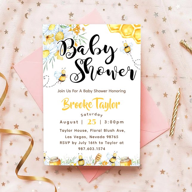 Invitación Bee Wildflower Baby Shower (Subido por el creador)