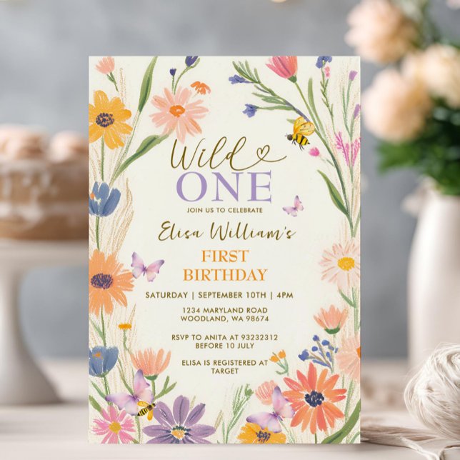 Invitación Bee Wildflower Wildflower Fiesta Jardín de maripos (Subido por el creador)