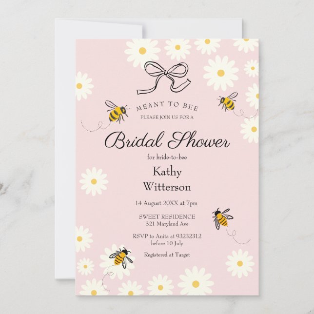 Invitación Bee y Daisy Gingham Significa Ser Ducha De Novias (Anverso)