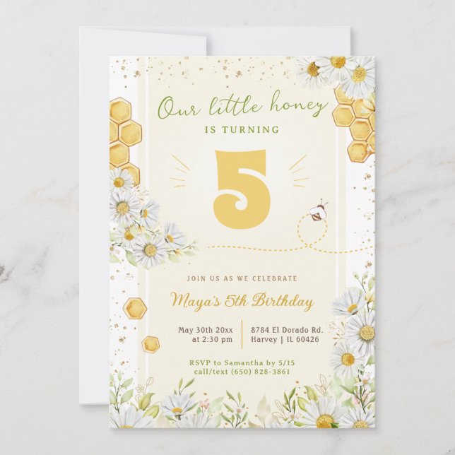 Invitación Beeday, Chica de la fiesta de cumpleaños Bumblebee (Anverso)