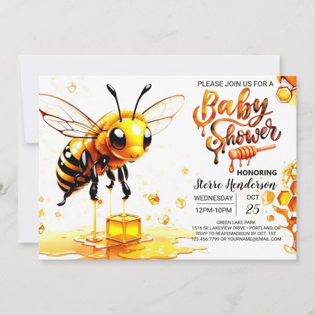 Invitación Beehive Baby Shower (Anverso)