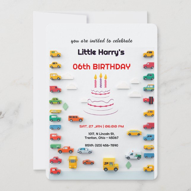 Invitación ¡Beep Beep! ¡Es una fiesta de cumpleaños! (Anverso)
