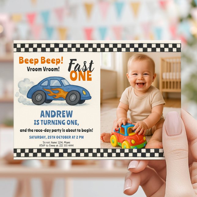 Invitación Beep Beep Fast One Birday (Subido por el creador)