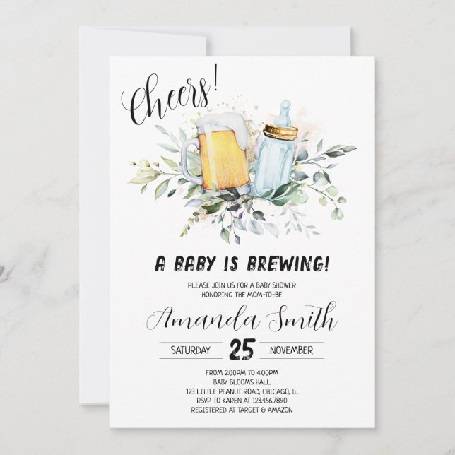 Invitación Beer and Bottle Baby Shower (Anverso)