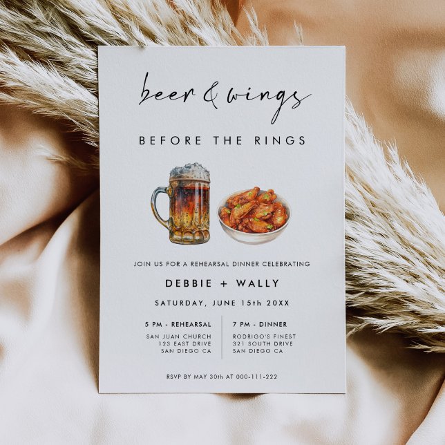 Invitación Beer and Wings Before the Rings Rehearsal Dinner (Subido por el creador)