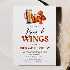 Invitación Beer and Wings Chicken Wings Birthday Party