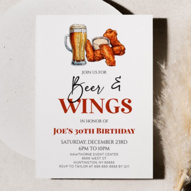 Invitación Beer and Wings Chicken Wings Birthday Party (Subido por el creador)