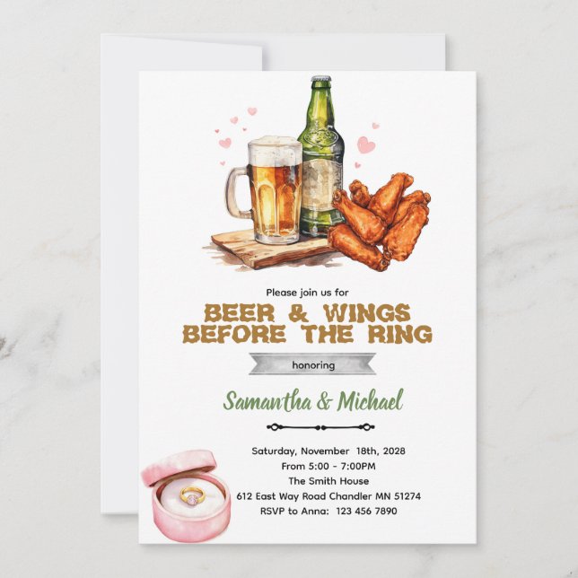 Invitación Beer And Wings Couples Shower Invitation (Anverso)