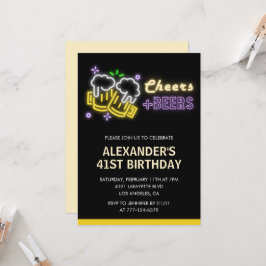 Invitación Beer Beer Bebe Black Cheers Invitó a cumplir 41 añ
