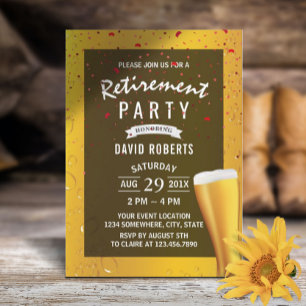 Invitación Beer Cheers Fiesta de Jubilación Red Confetti
