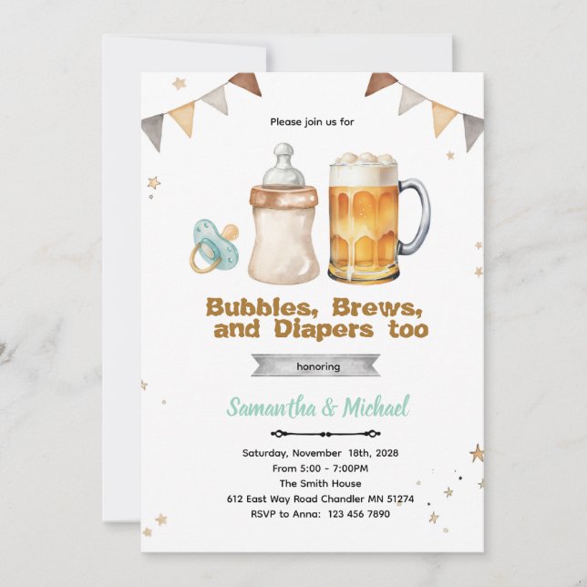 Invitación Beer Co Ed Baby Shower Invitation (Anverso)