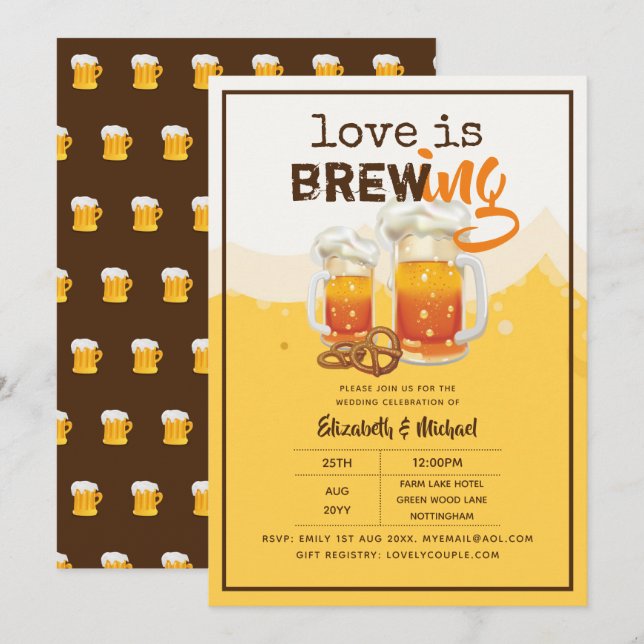 Invitación BEER - El amor es la Boda o la ducha nupcial (Anverso / Reverso)
