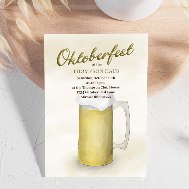 Invitación Beer Fiesta Oktoberfest (Oktoberfest watercolor beer invitation. )