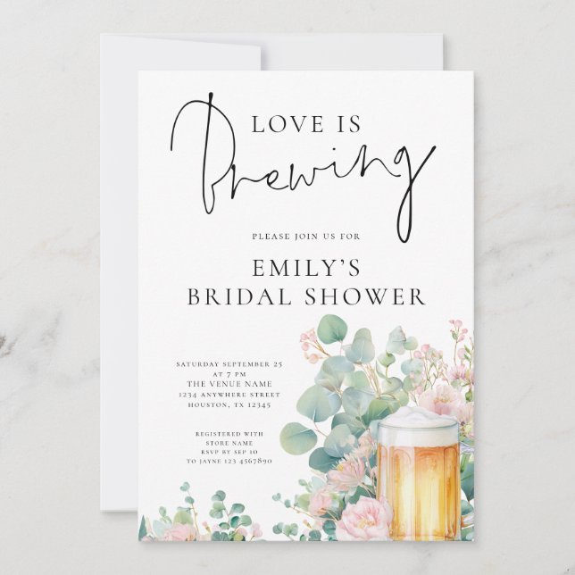 Invitación Beer Love is Brewing Bridal Shower (Anverso)