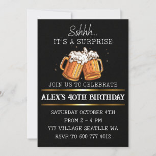 Invitación Beer Surprise Birthday Adulto Fiesta