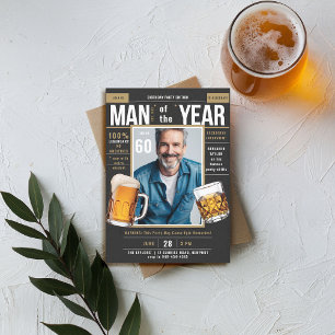 Invitación Beer Whiskey Magazine Funny Men Birthday Photo