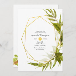 Invitación Beer Willow Green and Gold Geométric Bridal Shower