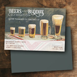 Invitación Beers Rustic Watercolor Beers Buddies Birthday 