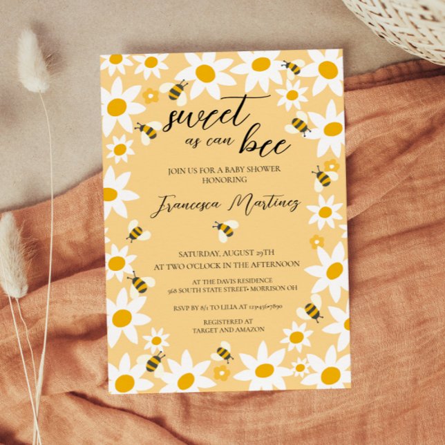 Invitación Bees and Daisies Baby Shower Invitation (Subido por el creador)
