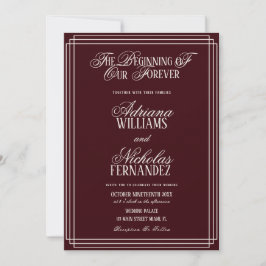 Invitación Beginning Of Our Forever Old Money Red Wedding